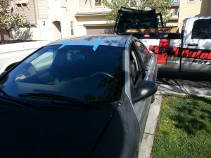 Windshield Replacement after the hood smashed it